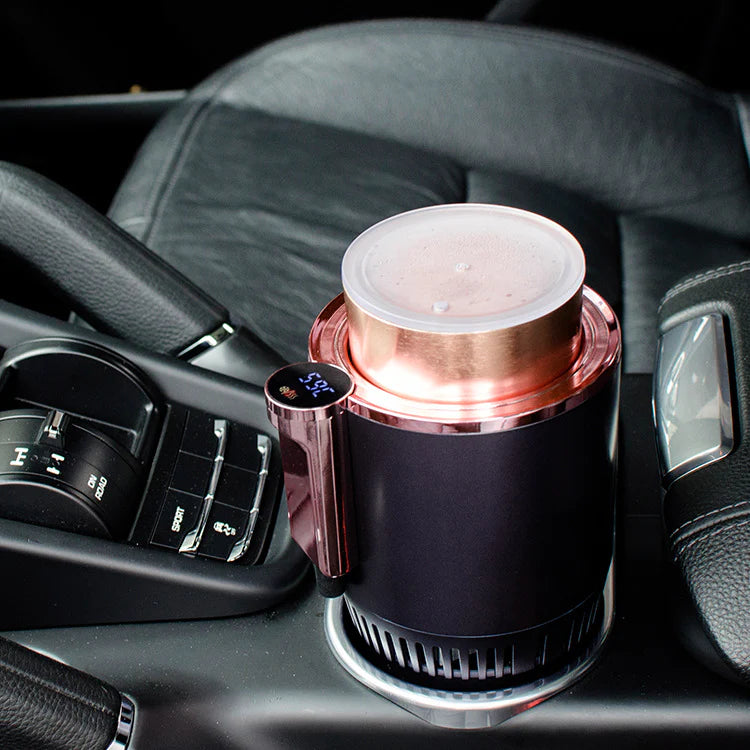Smart 2-in-1 Car Cup Heater & Cooler with Digital Temperature Display