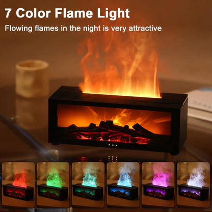 Flame Aroma Diffuser Fireplace – 3D Flame Essential Oil Humidifier with LED Night Light