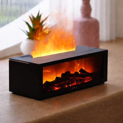 Flame Aroma Diffuser Fireplace – 3D Flame Essential Oil Humidifier with LED Night Light