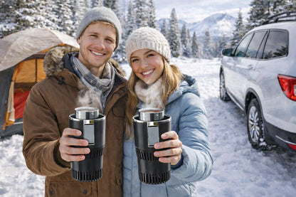 Smart 2-in-1 Car Cup Heater & Cooler with Digital Temperature Display