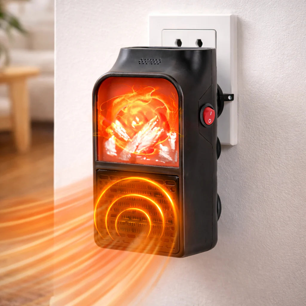 Plug-In Wall Outlet Space Heater with Remote & 360° Rotating Plug